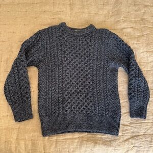 Original Aran Co. Sweater Men’s Blue Merino Wool Cable Knit Ireland Size XS